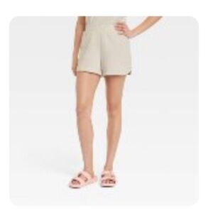 A New Day Mid-Rise Pull-On Terry Shorts in Tan Size Medium